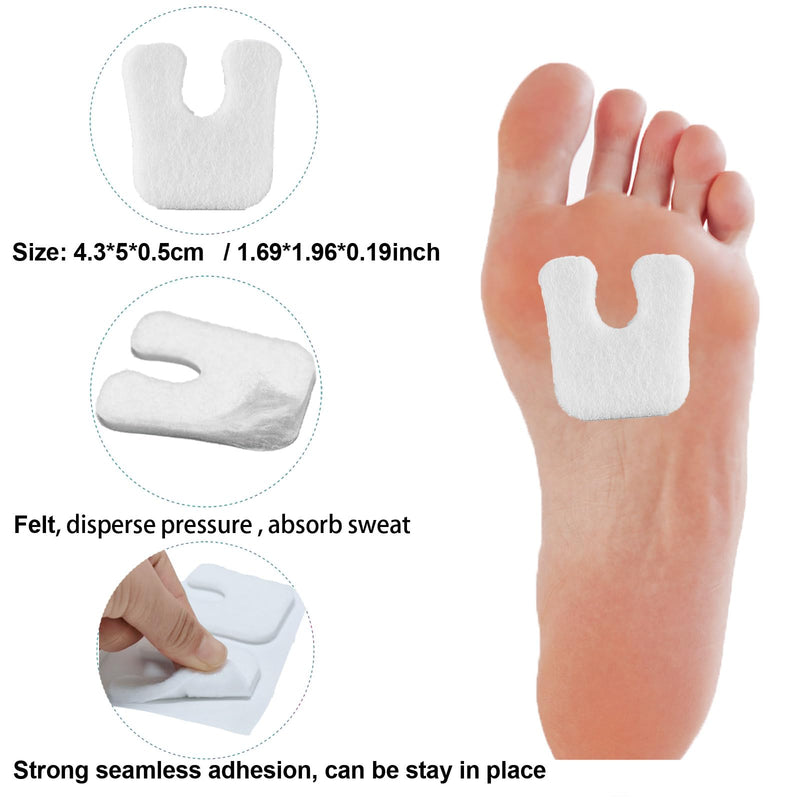 20 Pieces u Shaped Foot Pads Horseshoe Pads for Feet, Callus Cushions Metatarsal Pads Moleskin for Feet 3 in 1, Felt Foot Pads Callus Pads for Ball of Foot Cushion Side of Foot and Heel Pain Relief