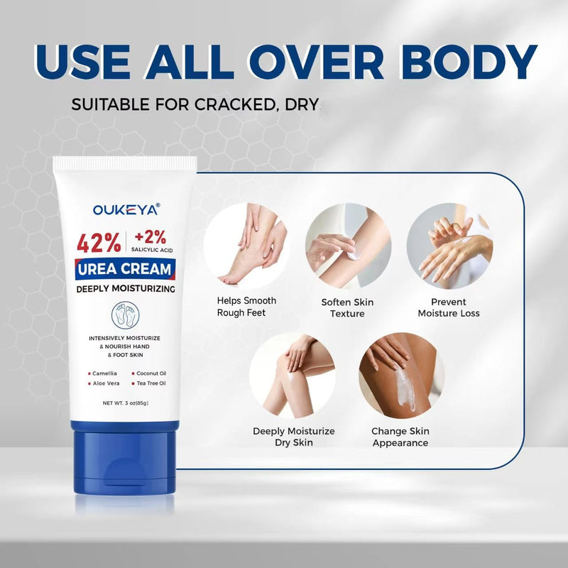 OUKEYA Urea Cream 42 Percent with 2% Salicylic Acid, 3 Oz Foot & Hand Cream for Dry Cracked Heels, Deep Moisturizing & Softening Keratin Feet Cream, Nourishing Skin Care Lotion for Rough, Dry Areas 3 Ounce( Pack of 1)