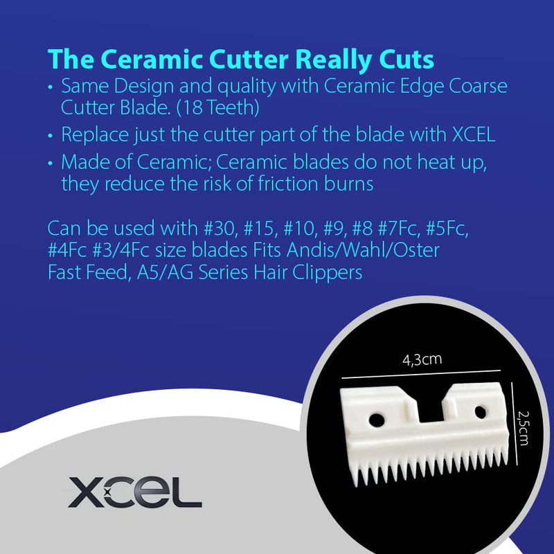 XCEL Ceramic Coarse Pet Replacement Cutter Blade Compatible with Fast-Feed, Andis, Oster A5, and Walh KM Series (4 Pack) 4 Pack