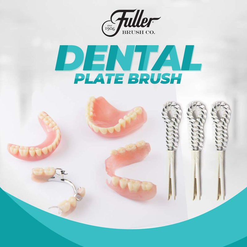 Fuller Brush Dental Plate Brush - Soft Hygienic Denture Cleaner - Small & Flexible Cleaning Tool for Dentures & Plates - Oral Hygiene for Men & Women (Pack of 3) Pack of 3