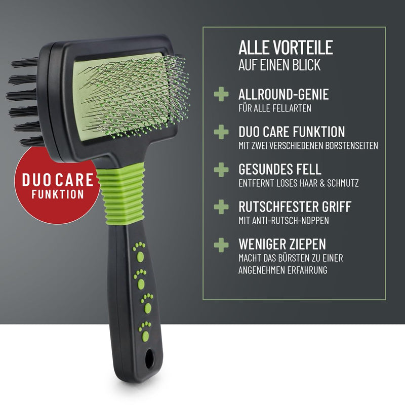 ReaVET Slicker Brush 2in1 - Dog Brush, Cat Brush with Long Hair - Fur Brush for Dogs, Cats I Brush for Daily Grooming I Double-Sided Pet Brush with Gentle Bristles & Tines Slicker Brush 2in1 All Breeds - BeesActive Australia