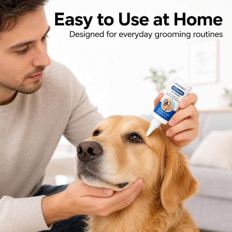 PetNano Eye Drops for Dogs & Cats, Sterile Pet Eye Rinse for Tear Stains & Eye Discharge, Gentle Non-Stinging Eye Wash with Taurine & Lutein, No-Touch Tip,30 mL (1 fl oz) | Gentle, Sterile, Non-Stinging Eye Care