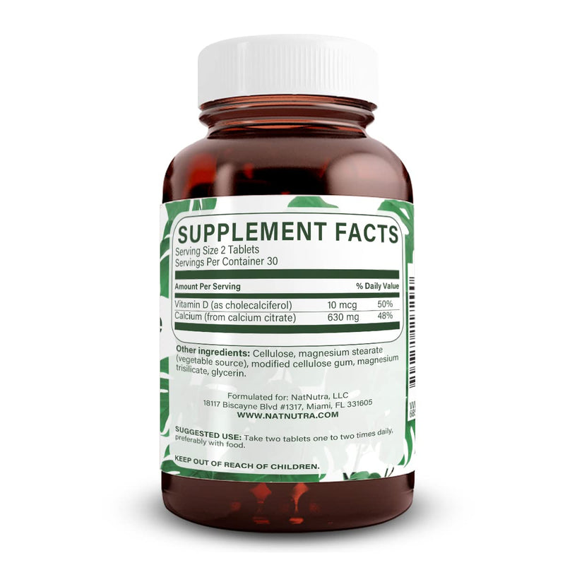Natural Nutra Calcium Citrate with Vitamin D3 60 Tablets | Supplement for Bone Strength, Promotes Muscle Movements & Bone Health, Boosts Heart Health, Ideal for Active Seniors 60 Count (Pack of 1)