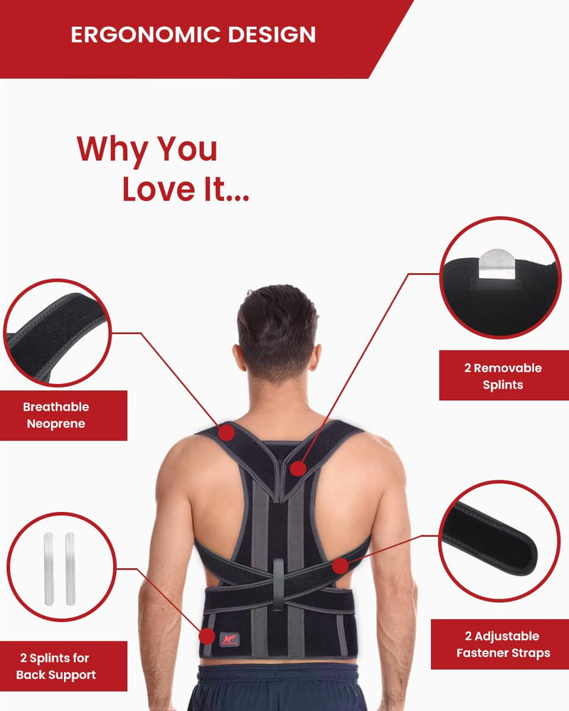 Hurmoya Back Brace Posture Corrector for Women and Men, Lower and Upper Back Pain Relief, Shoulder Straightener and Adjustable Full Back and Lumbar Support Medium Universal - BeesActive Australia