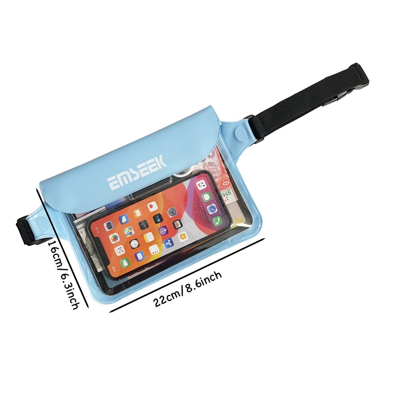 Waterproof Waist Pouch Dry Belt Bag Fanny Pack Keep Your Key Fob Wallet Kindle Phone Dry Perfect For Swim Surf Snorkel(Blue) Blue - BeesActive Australia