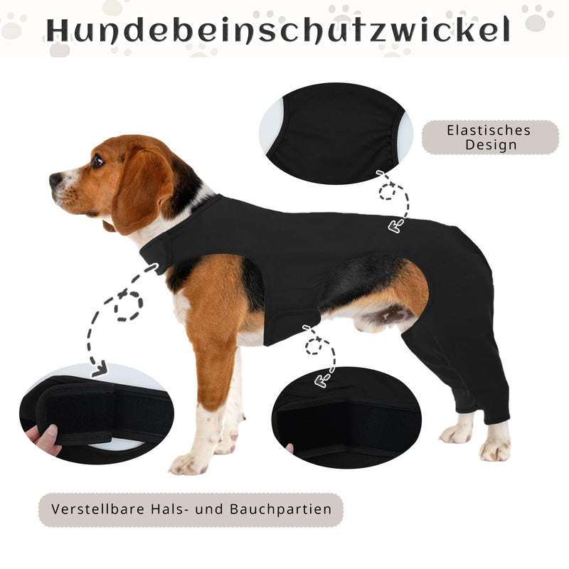 Dog bodysuit after surgery with leg, wound protection suits for dogs, anti-wound licking surgery body dogs, knee bandage dog hind leg, recovery suit for dogs, dog collar alternative, dog leg protection bodysuit (L) L black - BeesActive Australia