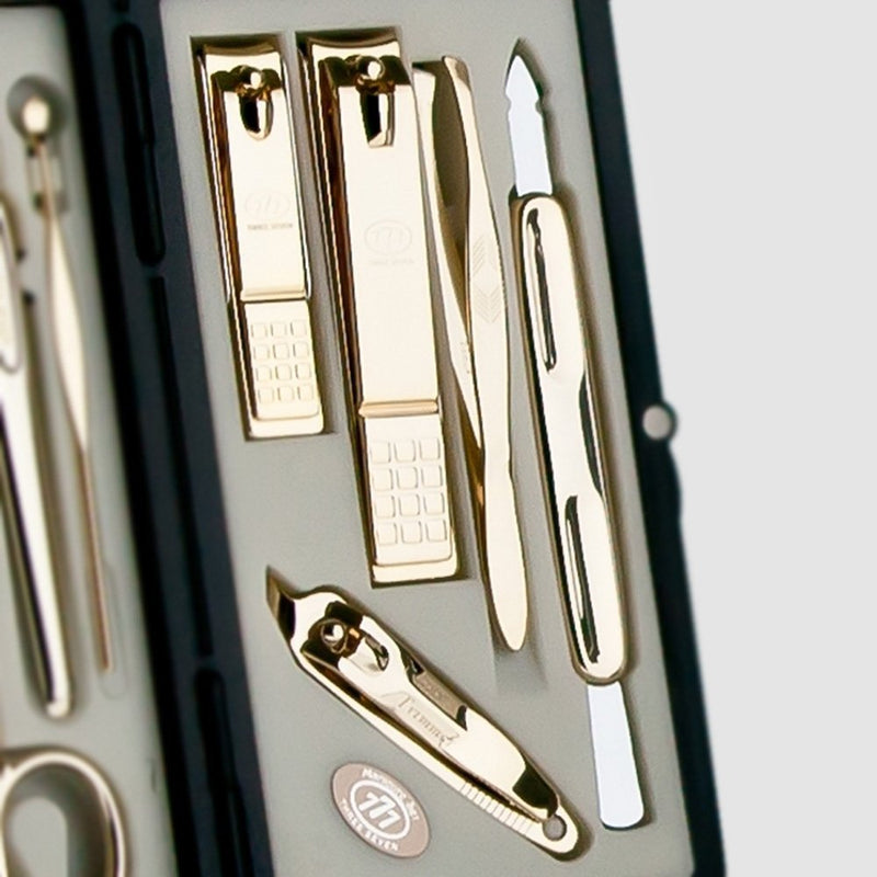 Korean Nail Clipper| World No. 1. Three Seven (777) Premium Quality Gift Travel Manicure Grooming Kit Nail Clipper Set (10 PCs, 2100G), Made in Korea, Since 1975, Gold - BeesActive Australia