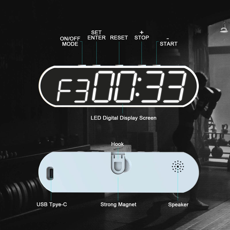 Portable LED Gym Timer, Workout Clock for HIIT Tabata Fitness at Home,Garage,Outdoors. Multiple functionality with Customizable Interval Setting, Easy to Read Display. - BeesActive Australia