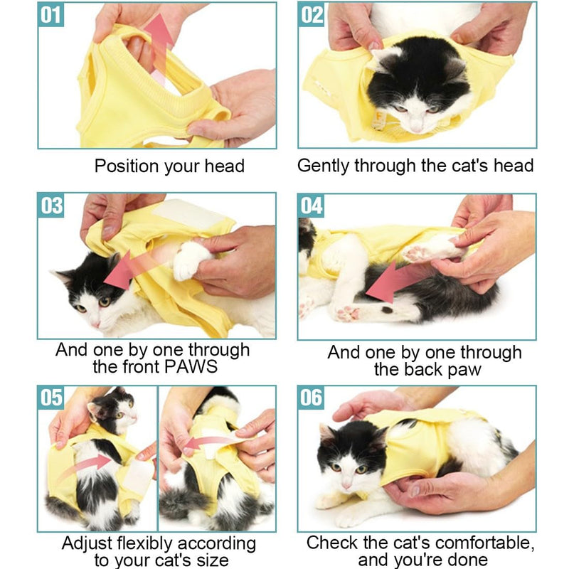 KSUKTSW Cat Bodysuit After Surgery Castration Cat Body Recovery Suit Cat Clothing Neck Brace Alternatives Cat Bodysuit for Cats Surgery Anti-Licking After Surgery Wear (M) - BeesActive Australia