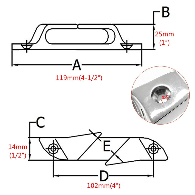 NRC&XRC Pair 3 Holes 6"(152mm) Heavy Dudy Marine Grade 316 Stainless Skene Boat Angled Bow Chocks Yacht Deck Dock Mooring Rope Cleat Chock 4.5INCH - BeesActive Australia