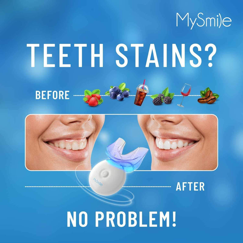 MySmile Teeth Whitening Kit with LED Light, 10 Min Fast Teeth Whitener with 3 x 35% Carbamide Peroxide Teeth Whitening Gel, Helps to Remove Stains from Coffee, Smoking, Wines, Soda, Food - BeesActive Australia