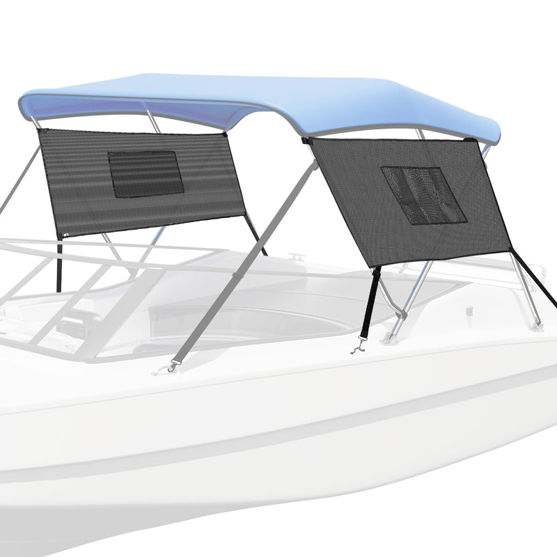 KEMIMOTO Detachable Mesh Sidewalls Universal for 3 Bow Bimini Tops, with Large Pockets for Fishing Gear, Includes 2 Straps(Bimini Tops Not Included) - BeesActive Australia