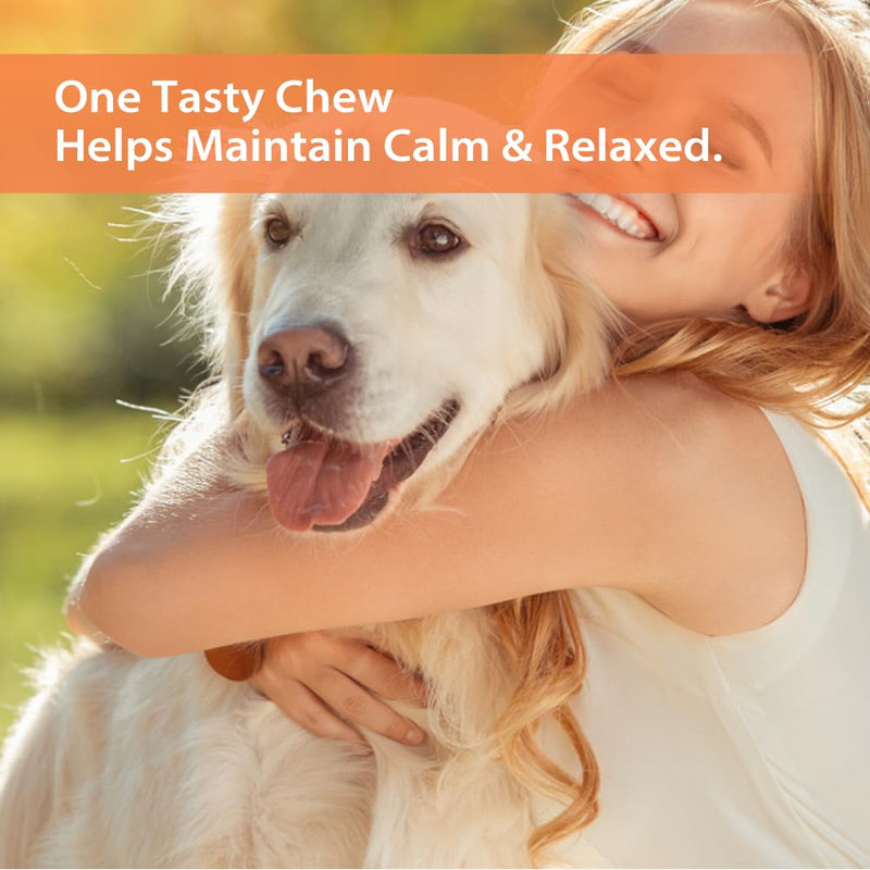 Dog Calming Tablets that work CALMS Fear, Stress, Separation Anxiety, Travel Calming Dog Treats DAILY Dog Calming Chews TASTY Calming Tablets for Dogs CHICKEN Dog Calming Tablets Dog calming products