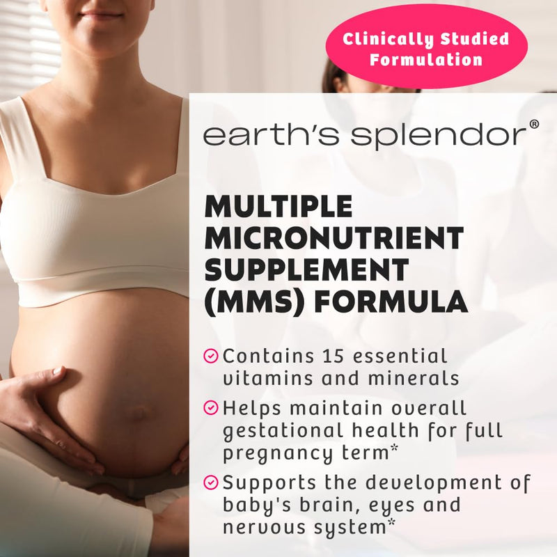 Earth's Splendor Prenatal Multivitamin Pregnancy Folic Acid Iron 180 Tablets | Prenatal Multivitamin Healthy Pregnancy Baby Growth Brain Development Folic Acid Iron Non GMO MMS Studied 6 Month Supply