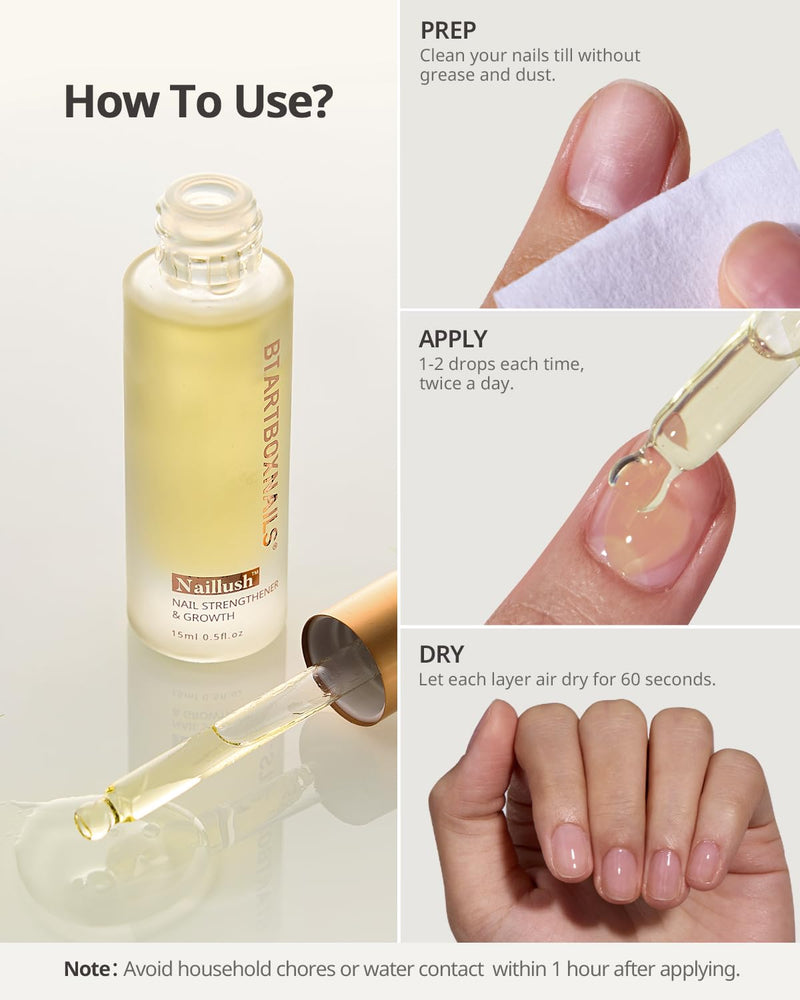 BTARTBOXNAILS Naillush Nail Strengthener & Growth - Repair Damaged Nails, Strengthen Weak & Thin Nails, Extra Strong Nail Growth Treatment, Long Lasting Nail Hardener, 15ml C-Naillush Nail Strengthener & Growth 15ml - BeesActive Australia