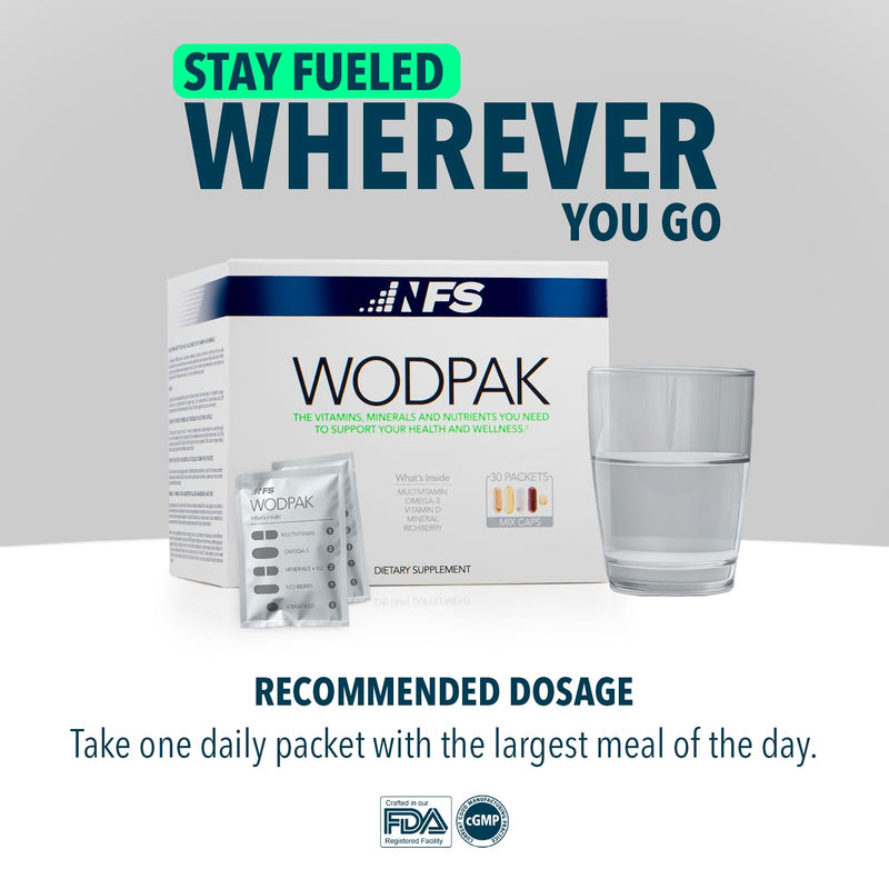 NF Sports WODPak – A Complete Daily Multivitamin for Men and Women - Packed with Vitamins, Minerals, Omega-3 and High Level Antioxidants - 100% Satisfaction Guaranteed - (30-Day Supply / 30 Count) 30 Count (Pack of 1)
