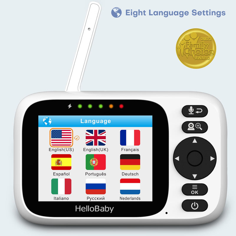 HelloBaby Baby Monitor with 3.2'' IPS Screen - Baby Camera Monitor with Remote Pan-Tilt-Zoom Camera No WiFi, Infrared Night Vision, 1000ft Wireless Connection HB6339 with 1 Camera - BeesActive Australia