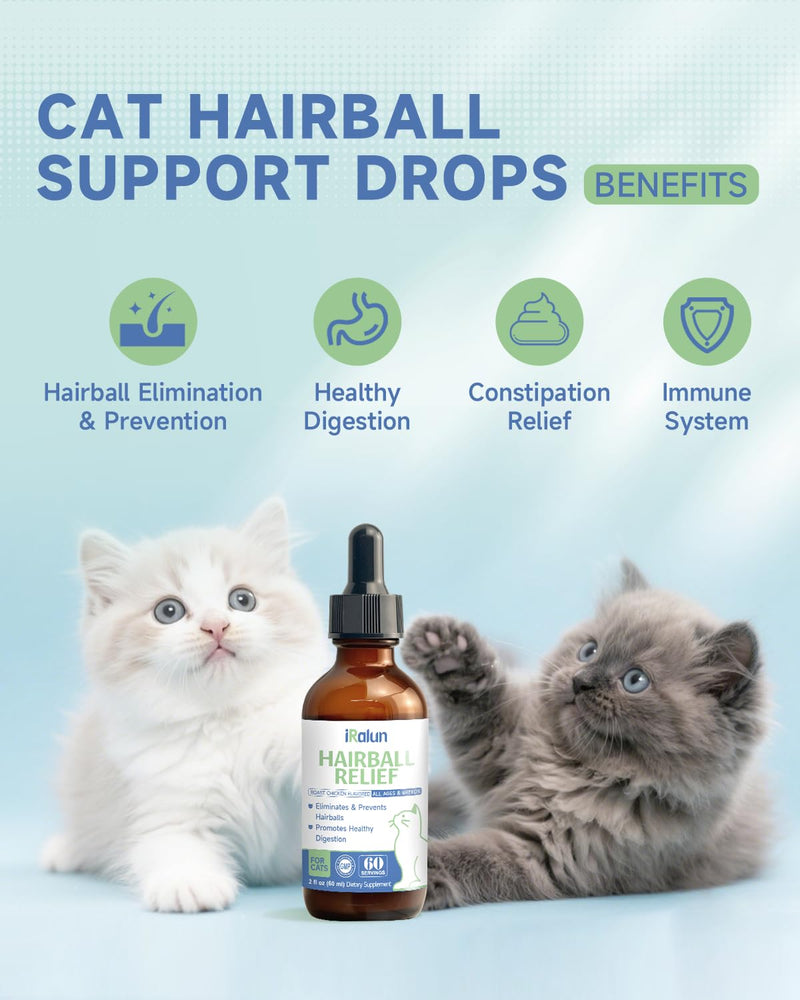 Hairball Treatment for Cats - Mushroom Supplement for Dogs | Natural Grilled Chicken Flavor, Easy Liquid Drops for Multi-Pet Households