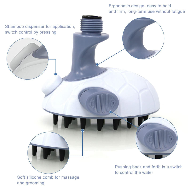 Dog Shower Scrubber Head with Dispenser, 3 in 1 Bath Grooming Brush for Washing Hose Attachment, Soft Silicone Bristle for Long Short Haired Pets - BeesActive Australia