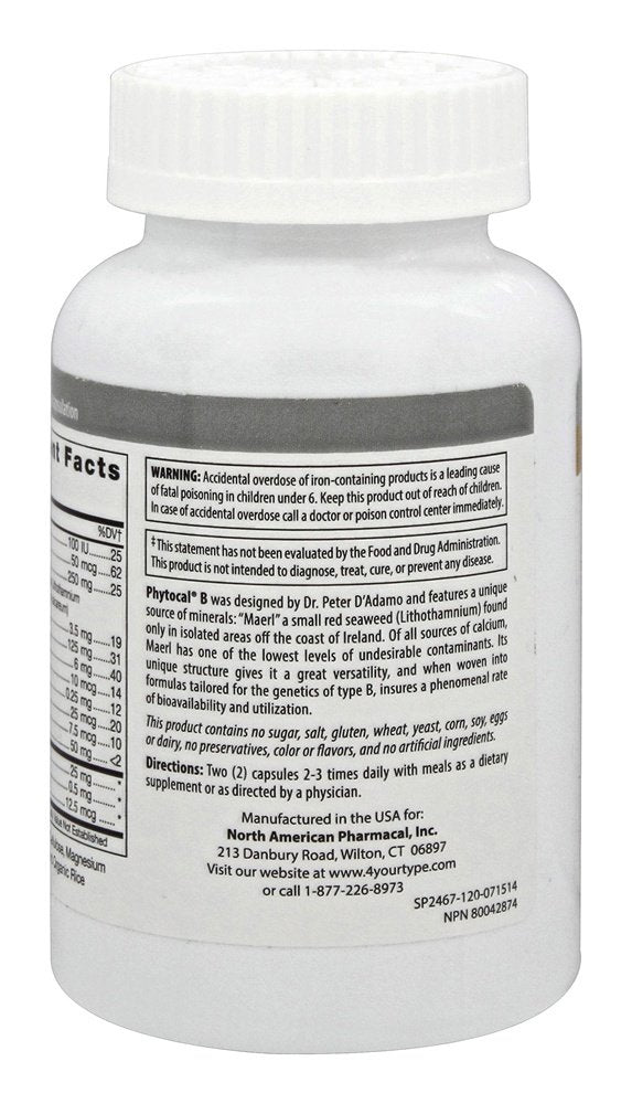 D'Adamo Personalized Nutrition - Phytocal B 120 vcaps