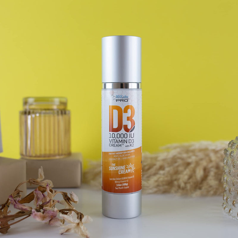 All Natural Vitamin D3 10000IU Vitamin D Cream Maximum Strength Vitamin K2 | Fight Vitamin D Deficiency Naturally, with & Olive Leaf Extract, Three Month Supply, Safe & Effective (10,000IU, 3.6oz) 3.6 Ounce (Pack of 1) 10,000IU