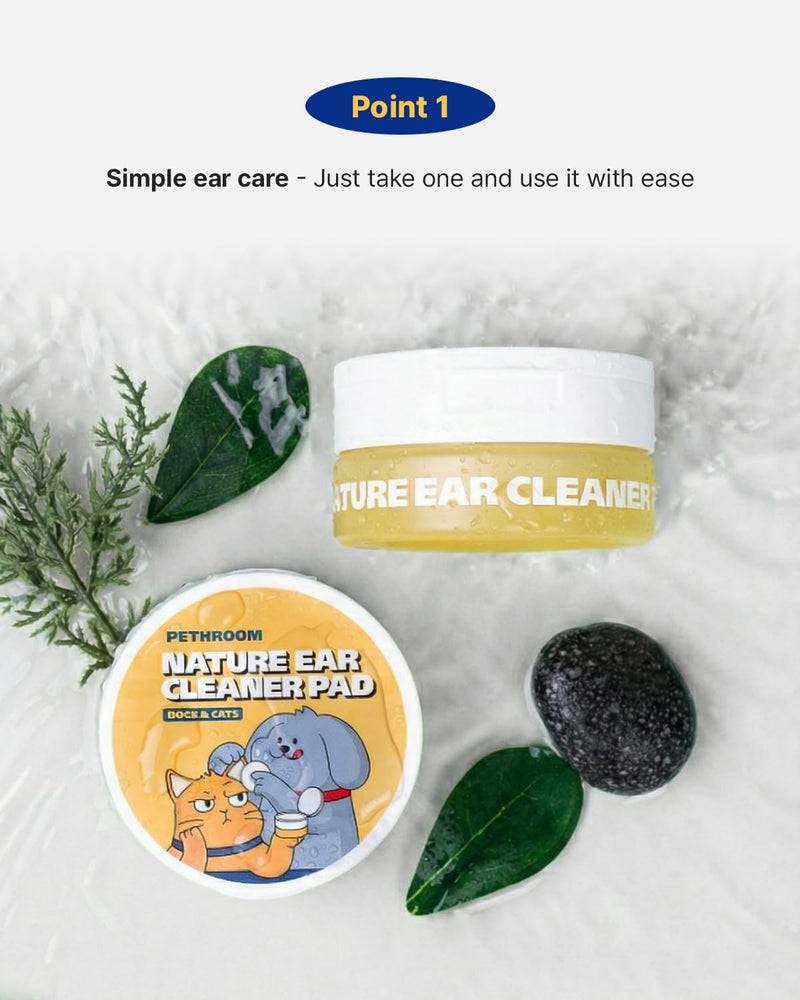 PETHROOM Nature Ear Cleaning Pads – Hypoallergenic Microfiber Pads for Dogs & Cats, Gentle Daily Ear Care that Removes Dirt & Wax Safely, 50 Count