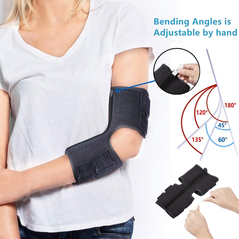 Elbow Brace Support Splint for Cubital Tunnel Syndrome and Arthritis Pain Relief , Adjustable Angle Stabilizer Brace ,Prevent Excessive Bending at night,Fits left and right Arms for Woman and Man- M Medium