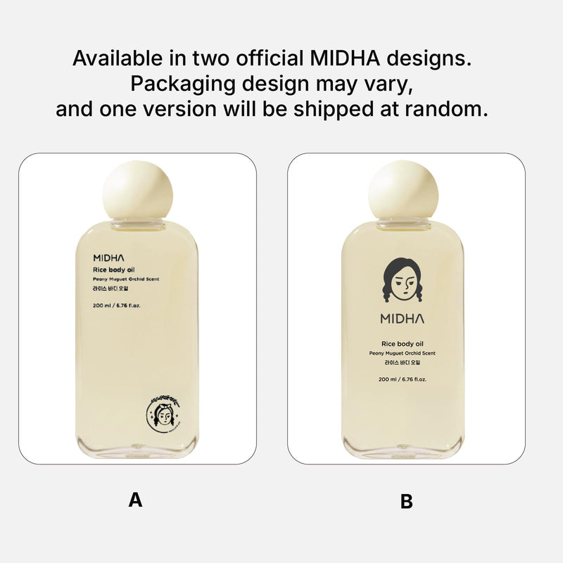 MIDHA RICE BODY OIL, 6.76fl.oz/200ml,Vitamin E–Rich Oil for Radiant Skin, Lightweight Body Oil for Dry Skin Relief, Nourishing & Hydrating, Fast-Absorbing, Korean Skin Care
