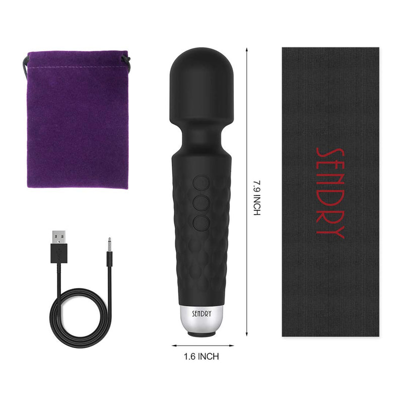 Female Vibrator, G-Spot & Sex Toy, 20 Modes & 8 Speeds Wand Massager, Quiet, Waterproof, USB Rechargeable Vibrator, Hand-Held Cordless Sex Toys Vibrator for Her Pleasure, Female Adult Toy (Black) Black - BeesActive Australia