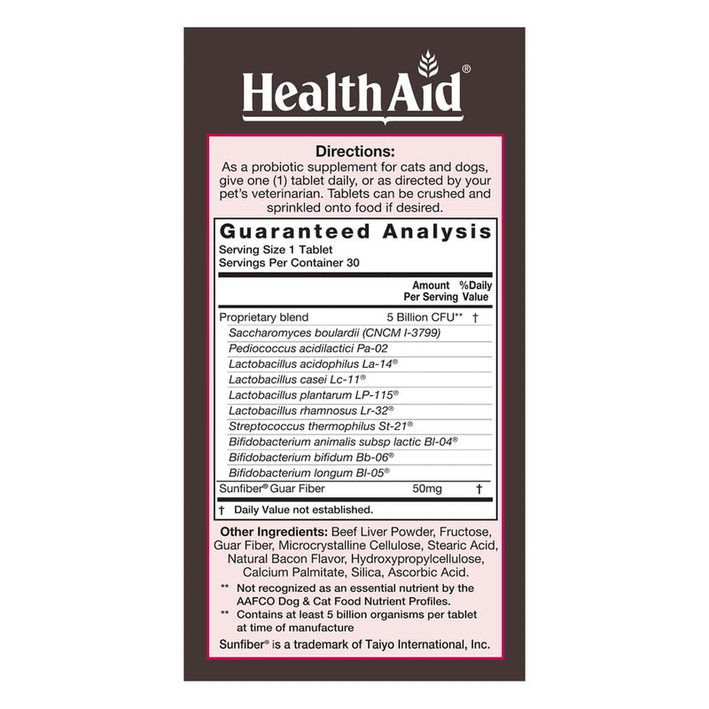 HealthAid PetProbio 5 Billion CFU Probiotic for Cats & Dogs – 10‑Strain Once‑Daily Digestive Support – Natural Beef, Liver & Bacon Flavor – Non‑GMO, Gluten‑Free