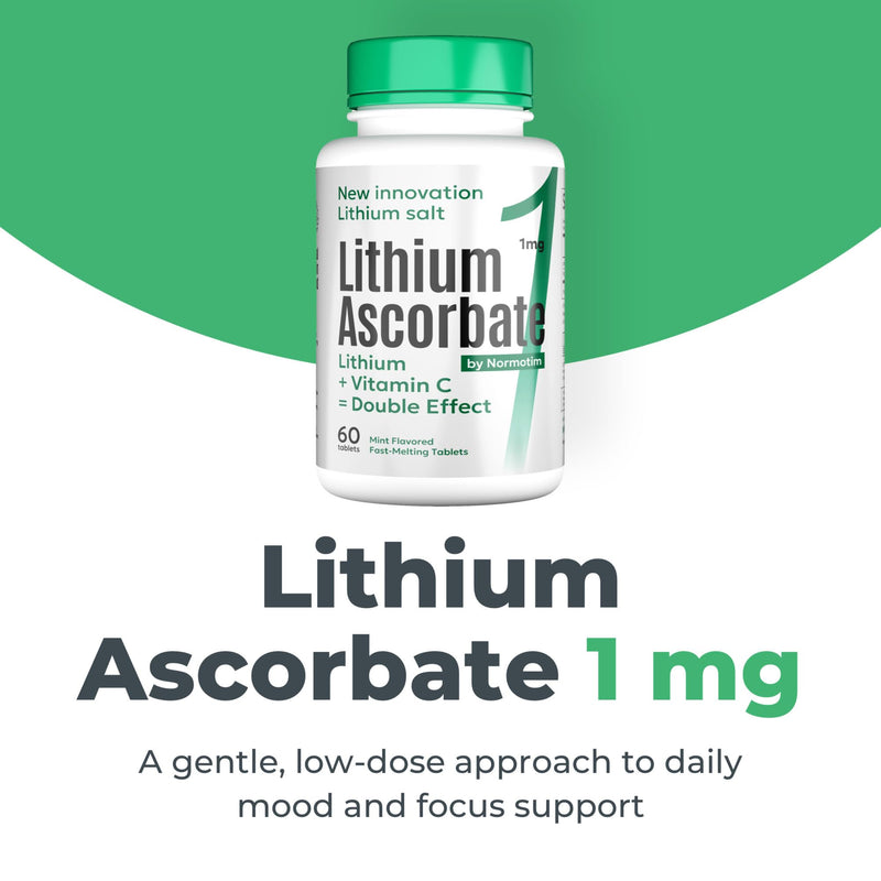 Low Dose Lithium Supplement 1mg – Non-Drowsy Calm & Focus – Fast-Dissolve Lithium Ascorbate Tablets with Vitamin C – Compare to Lithium Orotate 1mg – 60 Count 1
