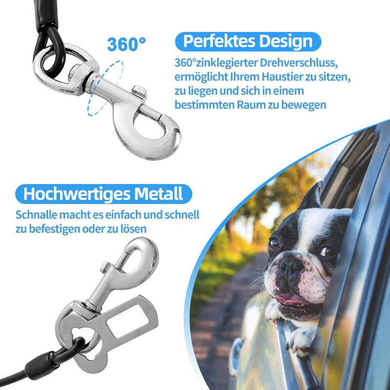 Mi Metty Dog Car Seat Belt, Bite-Resistant Dog Leash Made of Steel Wire with Car, Dog Car Seat Belt for All Dogs Black + Black 32 Inch/80 CM - BeesActive Australia