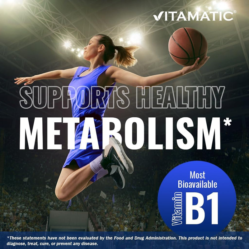 Vitamatic Benfotiamine 300 mg, 90 Vegetarian Capsules | Fat Soluble Form of Vitamin B1, Supports Healthy Energy Metabolism and Nervous System*, Non-GMO, Gluten Free, Made in USA 1 Bottle