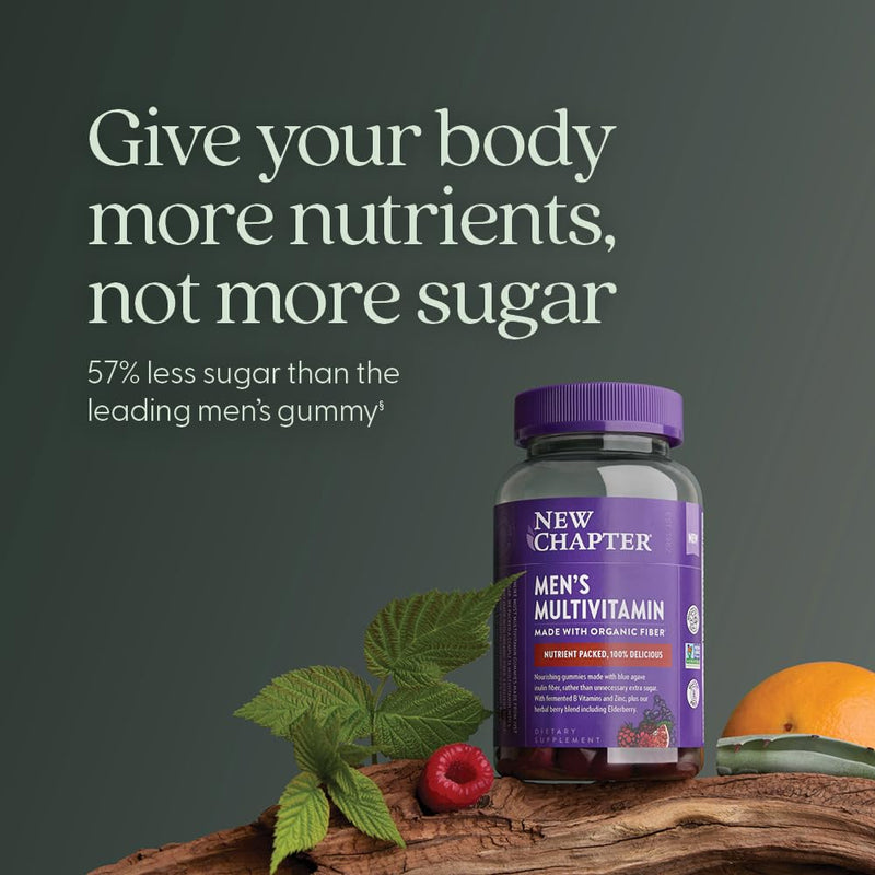 New Chapter Men's Multivitamin Gummies, Berry-Citrus, 75 Count | 57% Less Sugar Men's Gummy Vitamins with Vitamin C, D3, and Zinc for Immune Support, Non-GMO and Gluten Free