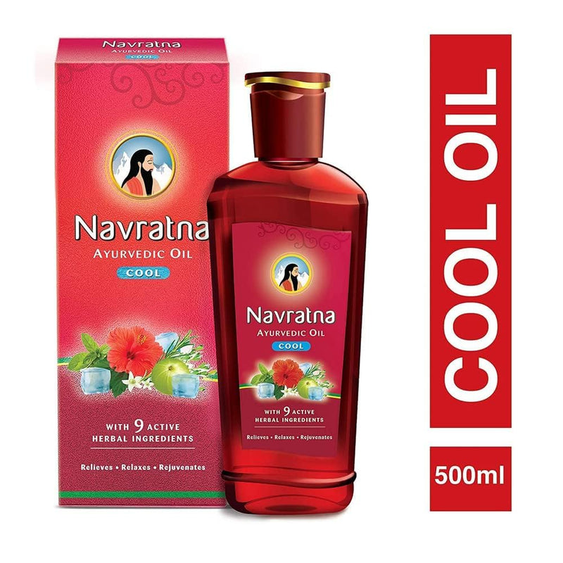 Ayurvedic Cool Oil | With 9 Active Herbal Ingredient | Relaxing Head Massage Oil | Quick Relief from Headache & Body Ache | 16.91 FL Oz/500
