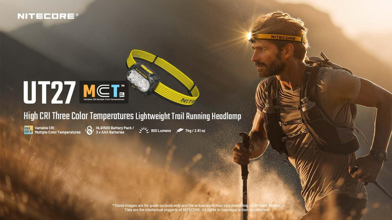 Nitecore UT27 MCT 800 Lumen Running Headlamp USB-C Rechargeable Dual Power with 3 Color Temperatures Red Light Lightweight Trail Hiking Camping Sticker (Standard) Standard - BeesActive Australia