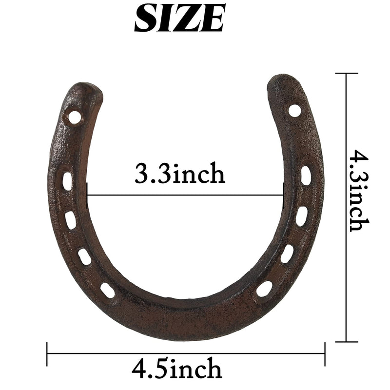 ROYHOO Cast Iron Horseshoe，for Good Lucky, Durable Cast Iron Medium Horseshoe 5 Holes On Each Side for Wall Hung(Dark Brown) - BeesActive Australia
