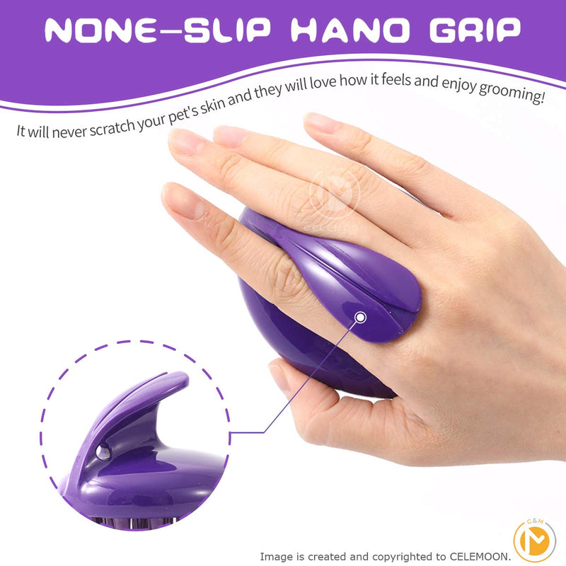 Cat Brush with Soft Rubber Pins, Washable Silicone Pet Brushes for Indoor Cats Grooming Shedding Massage Bath, No Scratching Removes Hair Mats Tangles and Loose Fur for Short to Long Haired Purple - BeesActive Australia