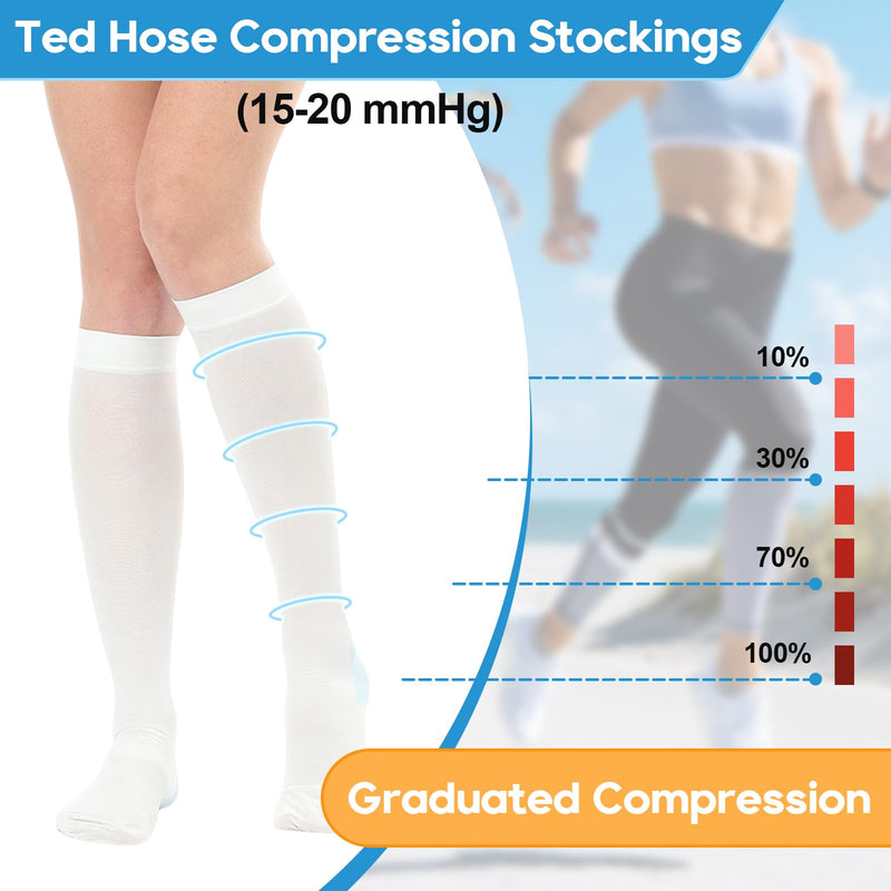 2Pairs Ted Hose Compression Stockings for Women and Men, Anti Embolism Compression Stockings, Surgical Compression Stocking, 15-20 mmHg Compression TED Hose with Inspect Toe Hole XL Knee High - BeesActive Australia