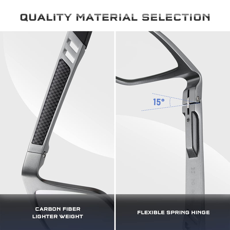 Blue-Light-Blocking-Glasses Men/Women Gaming Glasses Computer Screen Eyeglasses Metal Frame A1-metallic Gray - BeesActive Australia