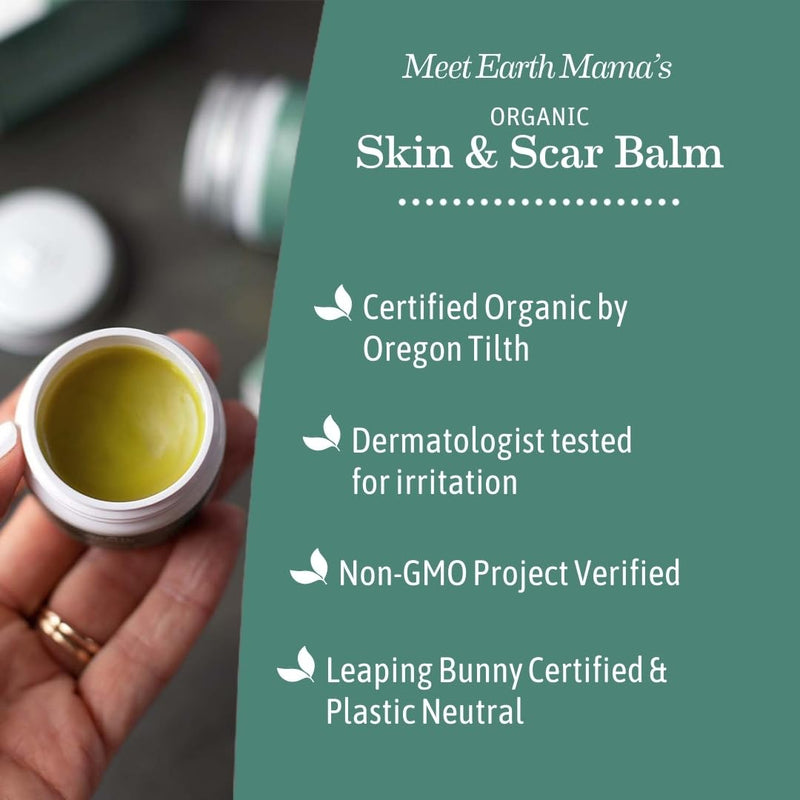 Earth Mama Organic Skin & Scar Balm |C-Section Recovery Skin Care, Pregnancy Stretch Mark Scar Cream with Organic Jojoba Oil, Tamanu Oil & Gotu Kola 1 Fl Oz (Pack of 1) - BeesActive Australia