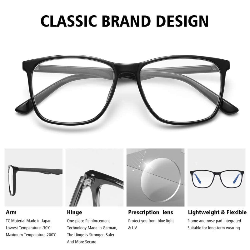 hunsquer Blue Light Glasses Men Blue Light Blocking Glasses Women Black+transparent clear - BeesActive Australia