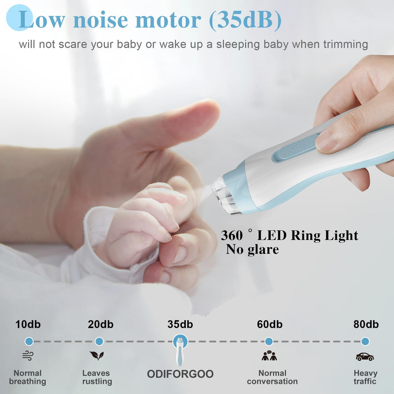 Baby Nail Trimmer Electric Baby Nail File,USB Charging 15 in 1 Nail Clippers kit with Dust Cover LED Light,Trim Buffer Kit for Newborn Infant Toddler or Adults Toes Fingernails CareÔºàBlueÔºâ Blue