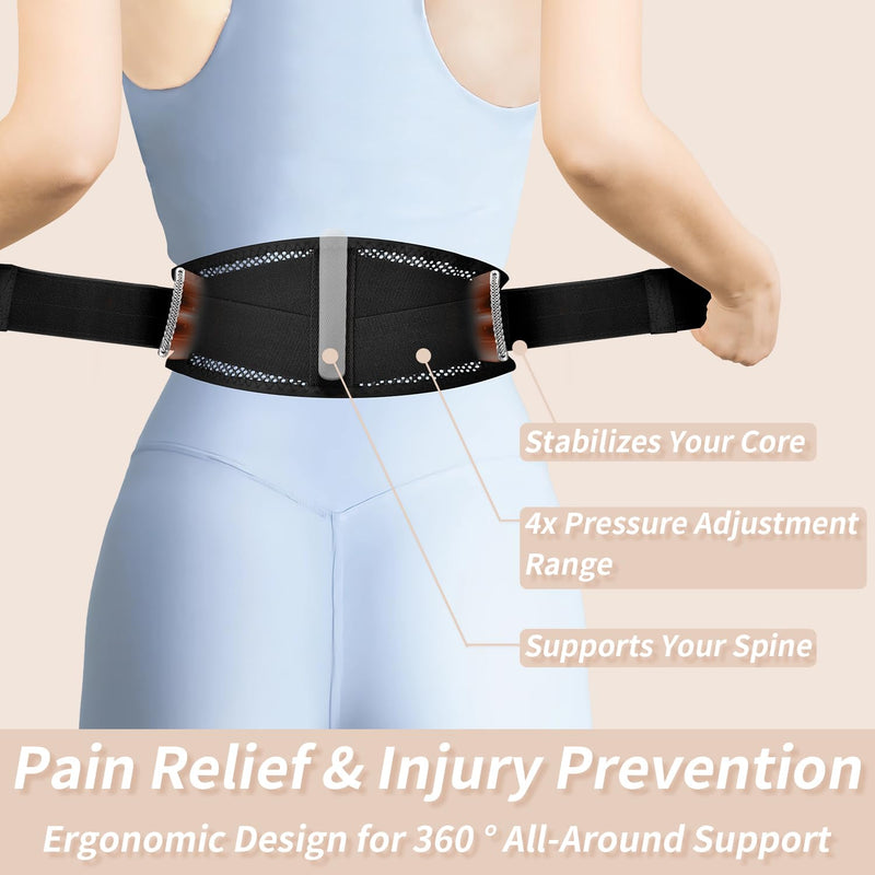 Slim & Narrow Back Brace for Lower Back Pain Women and Men, Lightweight & Thin Back Support Belt for Sciatica, Herniated Disc Relief, Breathable Lumbar Support Belt with Dual Adjustable Compression-M M(Waist:32"-42'') - BeesActive Australia
