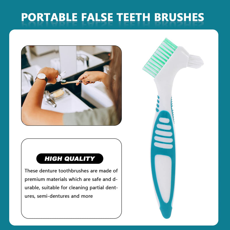 Healifty 4 Pcs Hard Denture Brush Double Sided Toothbrush Multi- Layered Bristles Fake Teeth Cleaning Brush Denture Care (Green) Green - BeesActive Australia