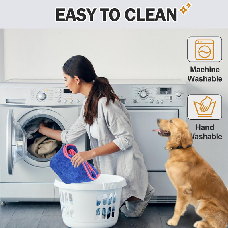 HezzLuv Bathrobe for Dogs, Dog Bathrobe Made of Microfiber for Medium and Large Dogs, Absorbent Dog Bathrobe, Dog Drying Robe with Velcro Fastener for Dogs and Cats (Blue, L) L Blue - BeesActive Australia