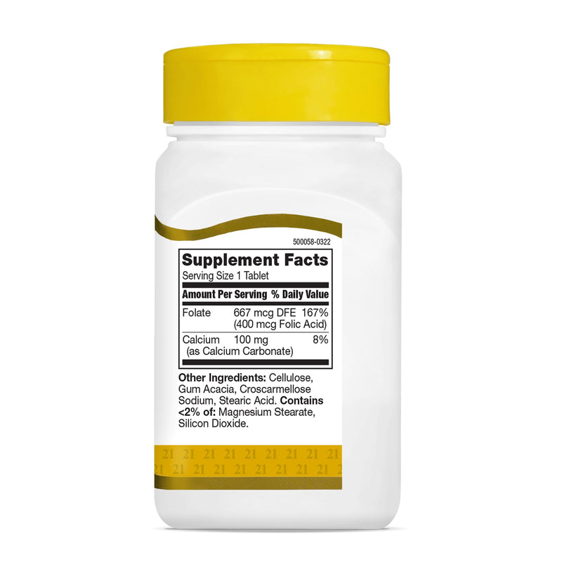 21st Century Folic Acid 400mcg Tablets, Heart & Prenatal, 250 Count | Folic Acid 400 mcg, An Essential B Vitamin, Heart Health & Prenatal Support, Ideal for Women Who Are Pregnant or Planning 250 Count (Pack of 1)