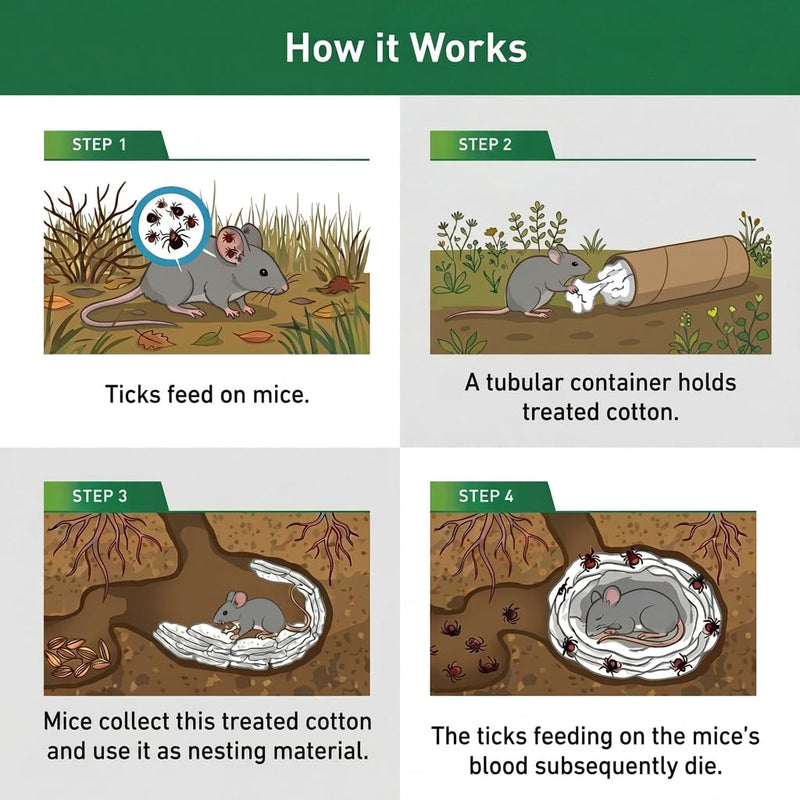 17 Pack Tick Tubes for Yard, Tick Prevention Alternative, Effective Outdoor Defense for Yard & Lawn, Protects 1 Acre, Pet & Family Friendly, No Spray, No Granules