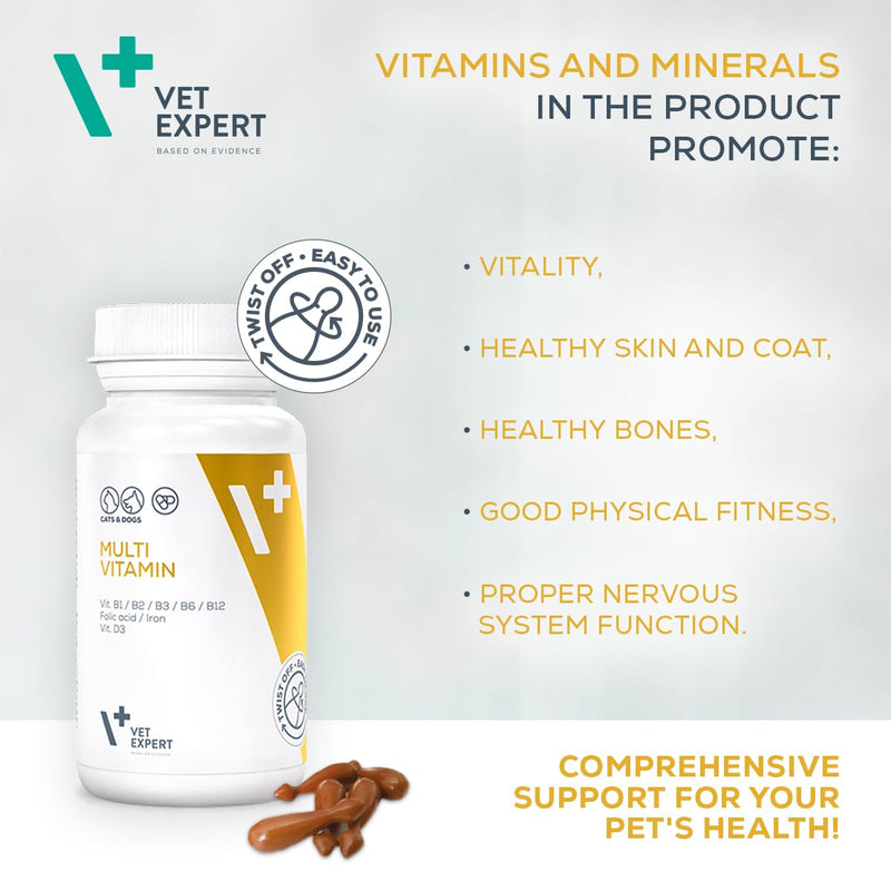 Vet Expert Multivitamin 5 in 1 Supplement for Dogs and Cats – Supports Immunity, Skin & Joints - Increases Energy, Reduces Stress and Supports Gut Health - 30 Twist & Pour Capsules