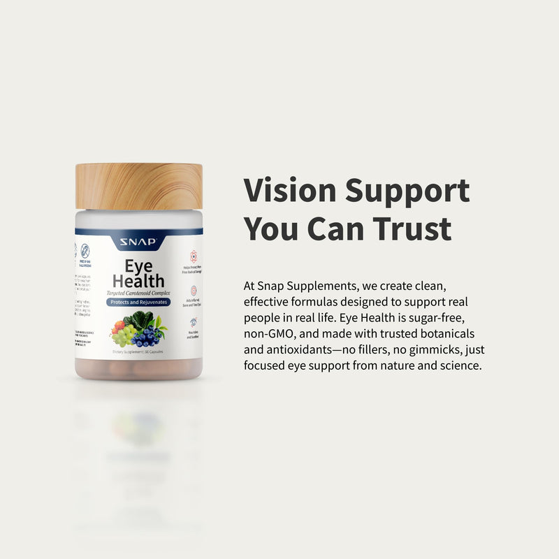 Snap Supplements Eye Health, Lutein, Zeaxanthin, Bilberry, 60 Capsules | Lycopene, Antioxidant Complex, Polyphenol Blend, Doctor Formulated, Vegan, Gluten Free, Non-GMO, Dietary Supplement Adults